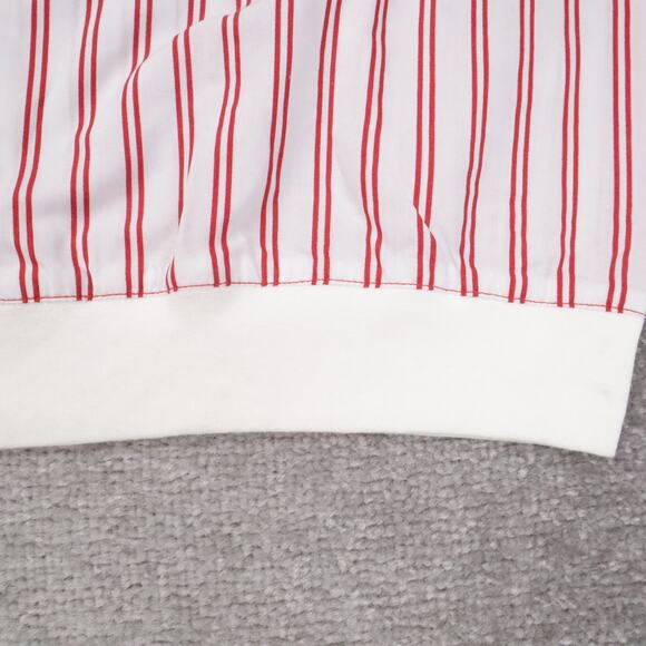 VTG 80s 90s Award Deadstock Large Red White Striped Short Sleeve Collared Shirt - Picture 7 of 11